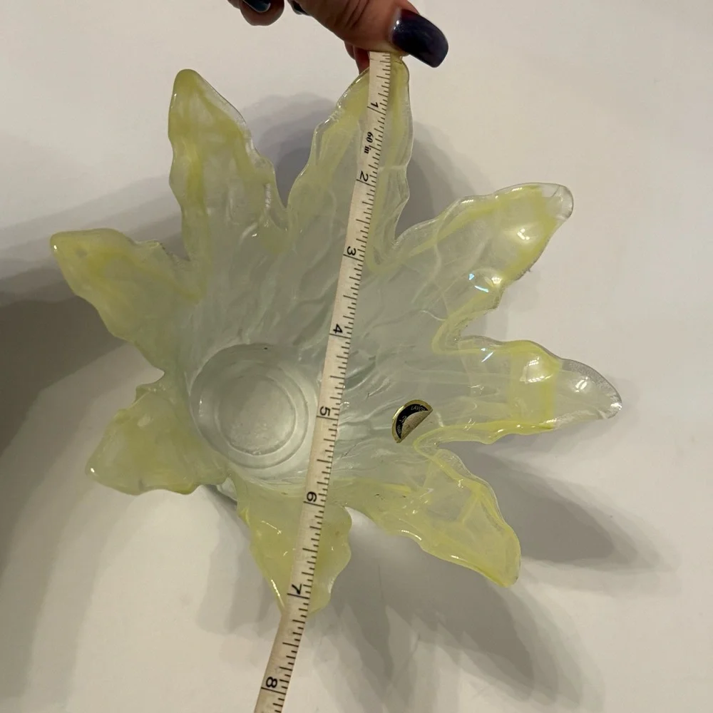 MURANO LAVORAZIONE GLASS VASE HAND BLOWN YELLOW SWIRL VINTAGE MCM HOME DECOR